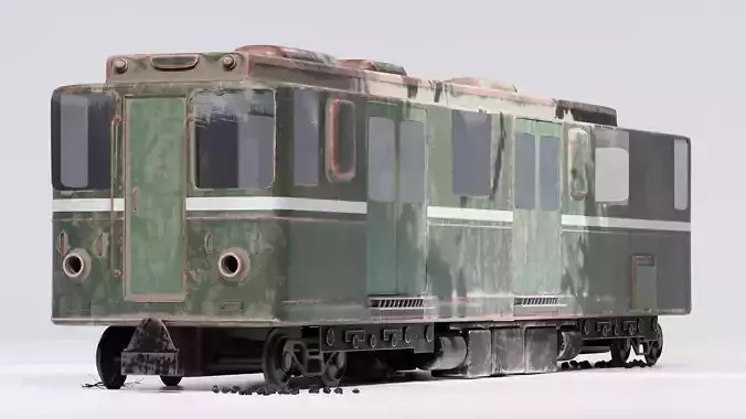 Realistic 3D Model of an Abandoned Train 