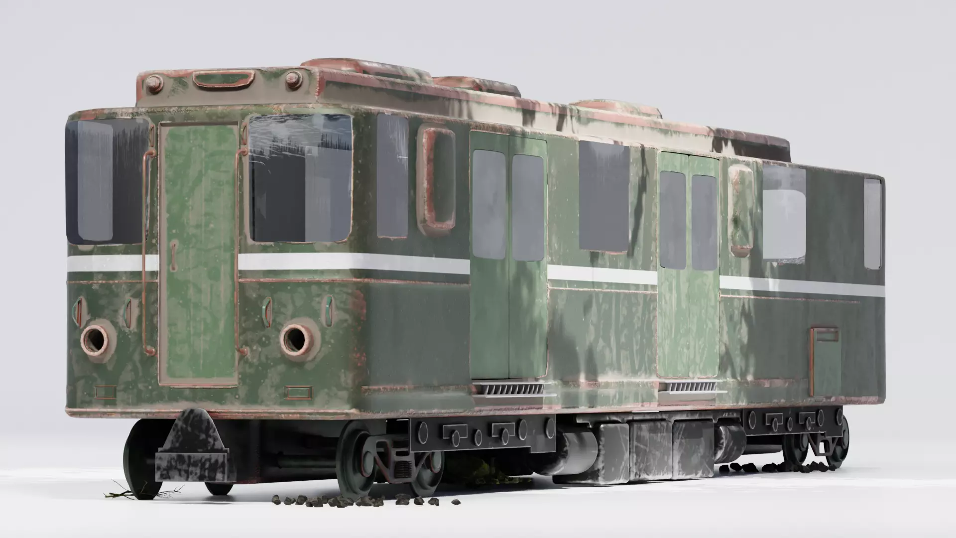 Realistic 3D Model of an Abandoned Train  Low-poly 3D model_0