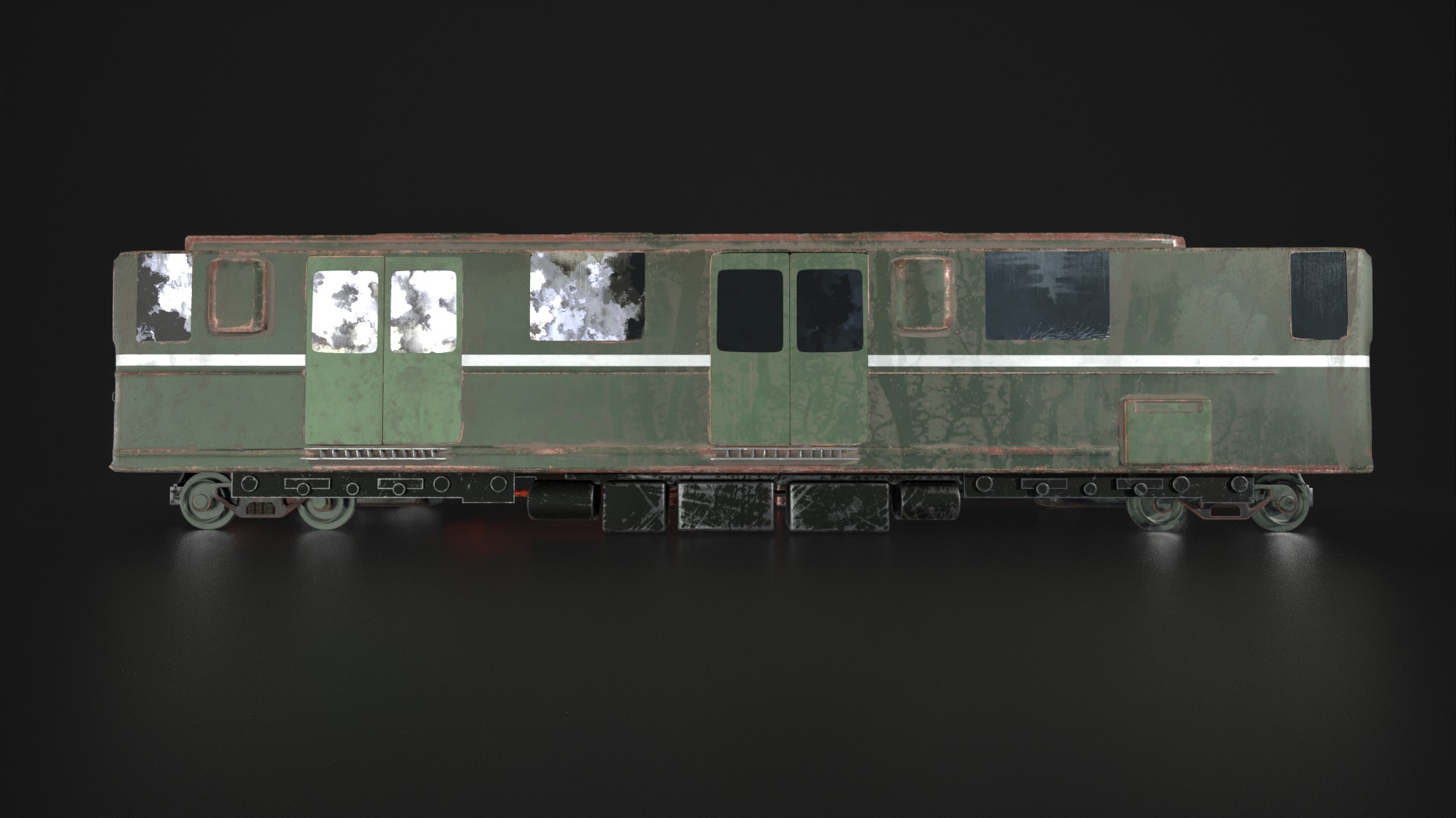 Realistic 3D Model of an Abandoned Train  Low-poly 3D model_15