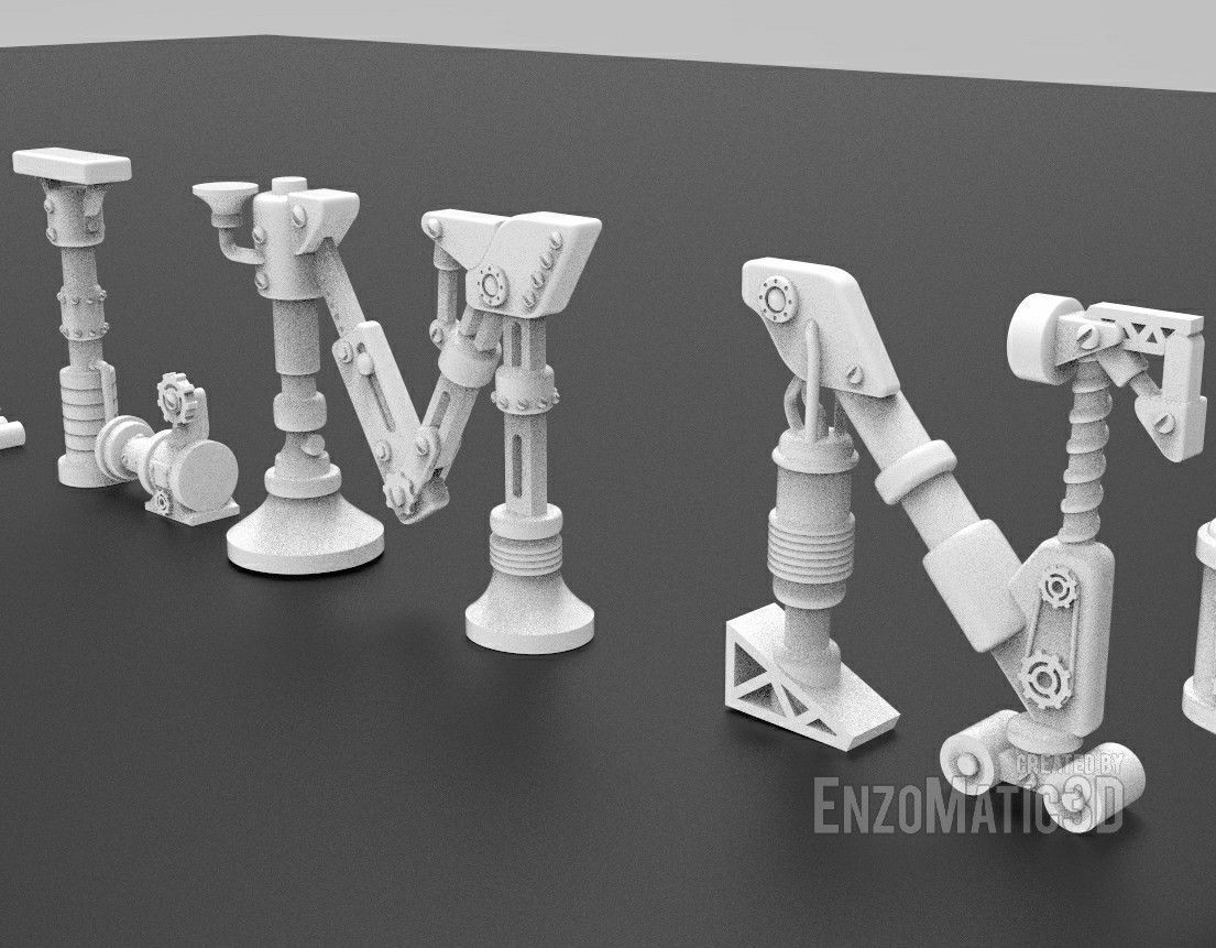 alphabet steampunk letters stl for 3d printing 3D print model_6