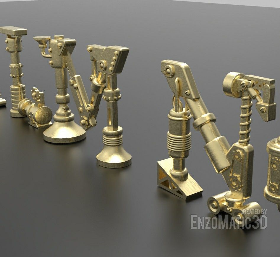 alphabet steampunk letters stl for 3d printing 3D print model_2