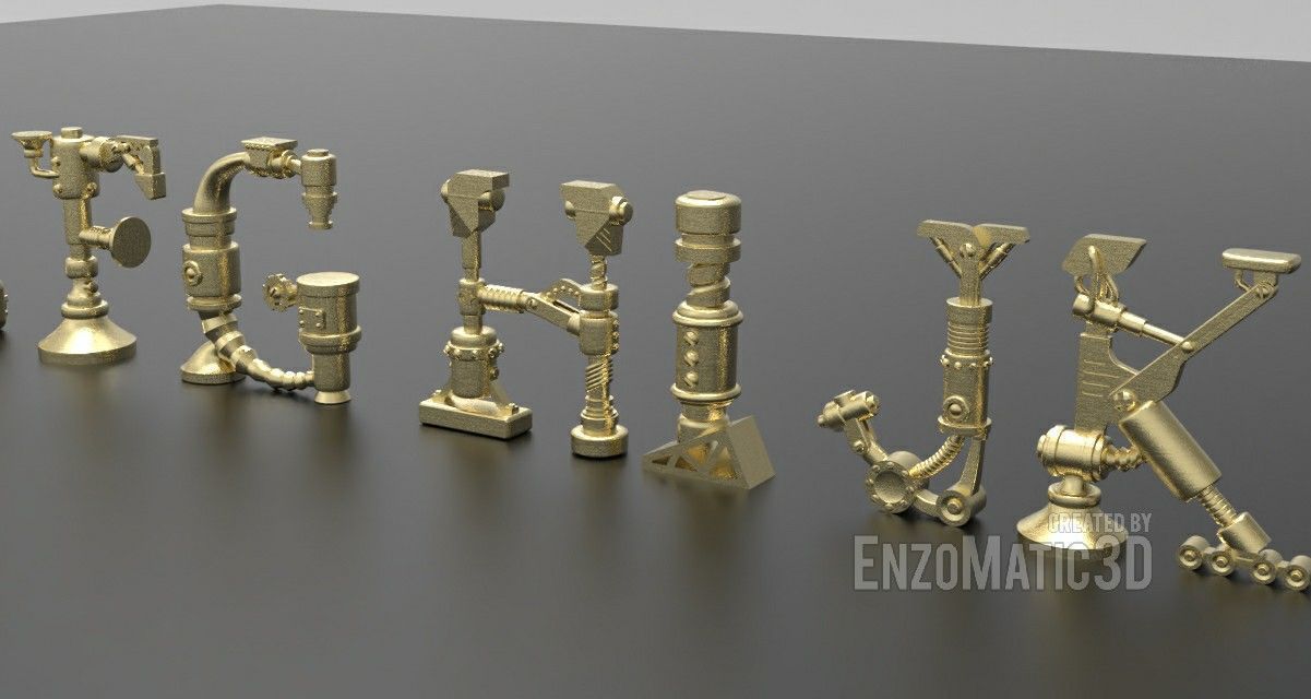 alphabet steampunk letters stl for 3d printing 3D print model_1