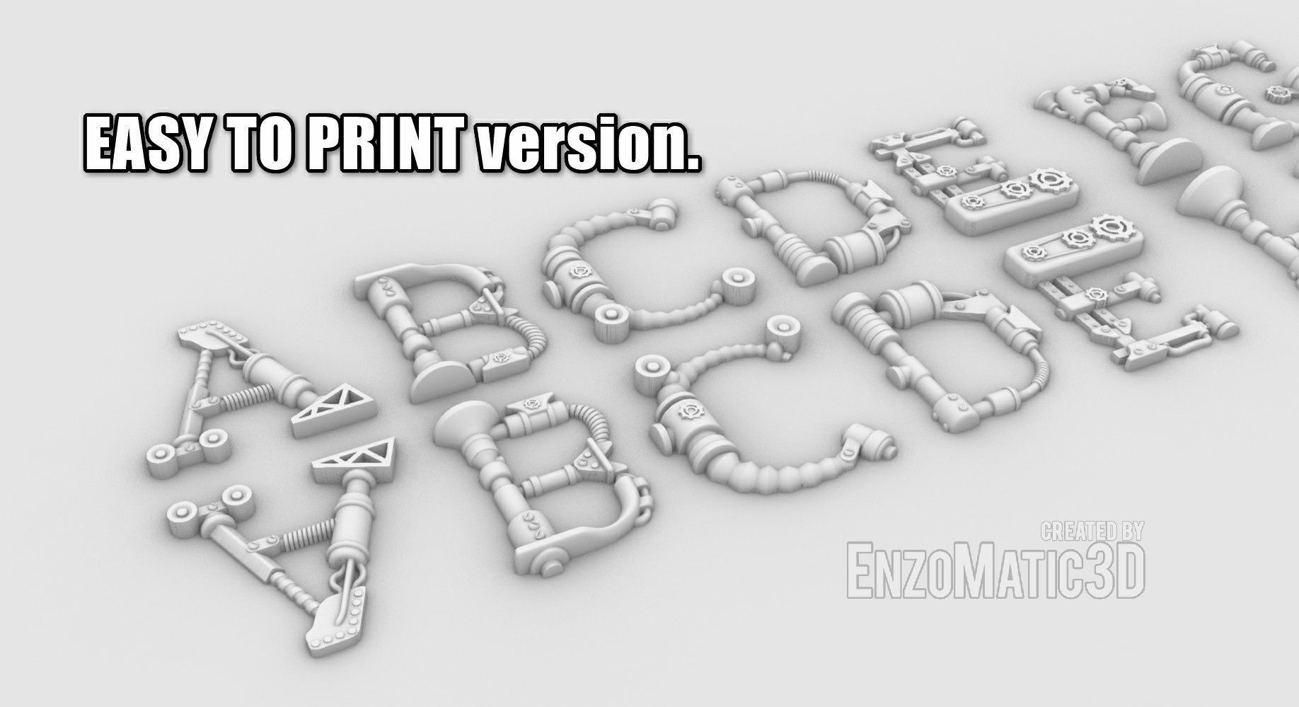 alphabet steampunk letters stl for 3d printing 3D print model_7