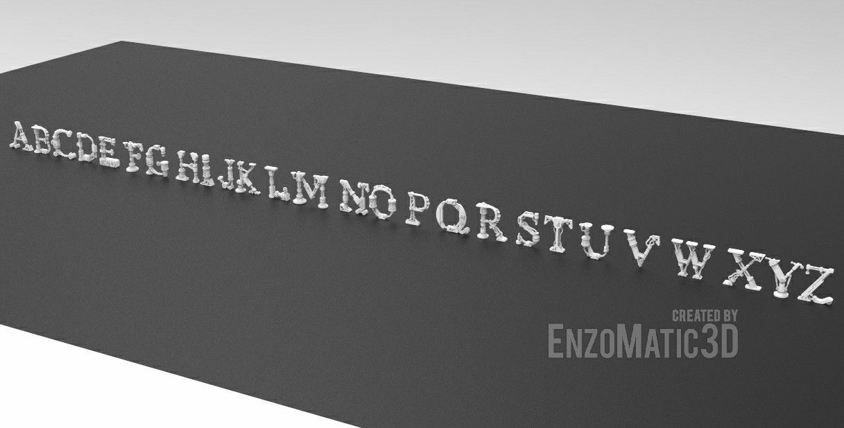 alphabet steampunk letters stl for 3d printing 3D print model_3