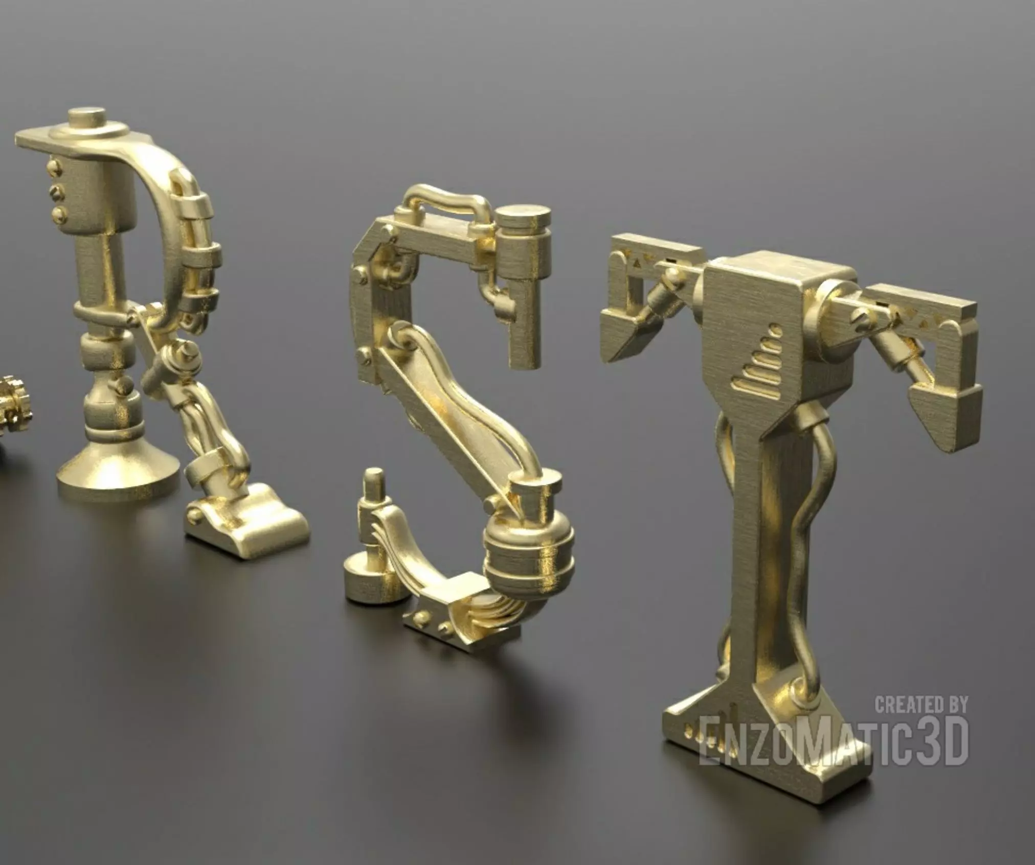alphabet steampunk letters stl for 3d printing 3D print model_0