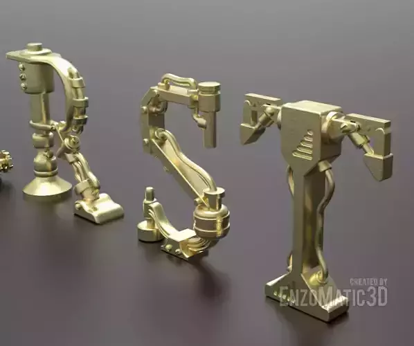 alphabet steampunk letters stl for 3d printing