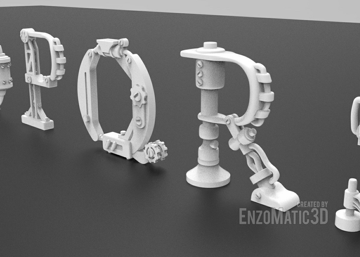 alphabet steampunk letters stl for 3d printing 3D print model_5