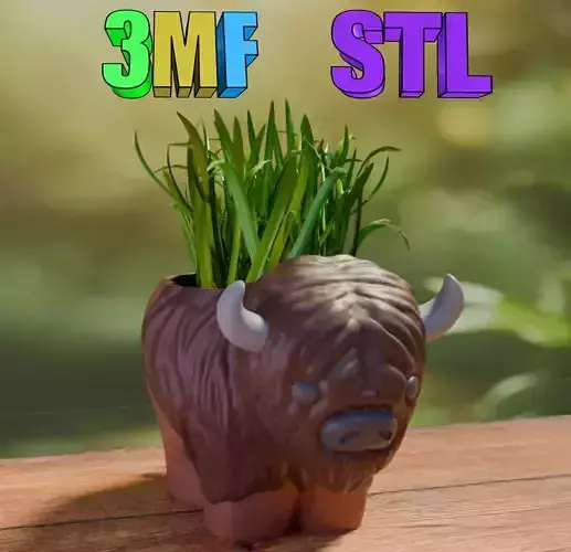 flower pot buffalo American Bison pencil holder STL 3MF