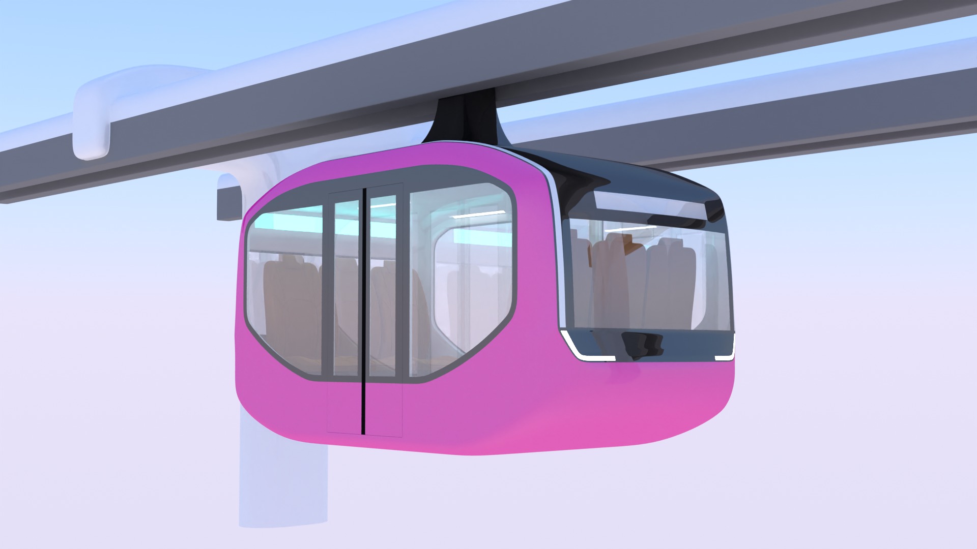 Elevated train concept 3D model_2