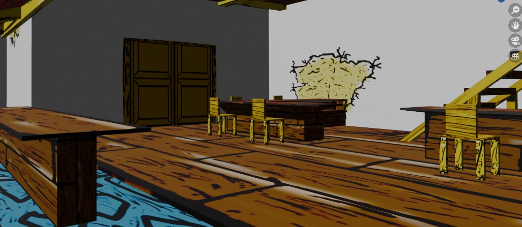 Bar antigo Low-poly 3D model_4