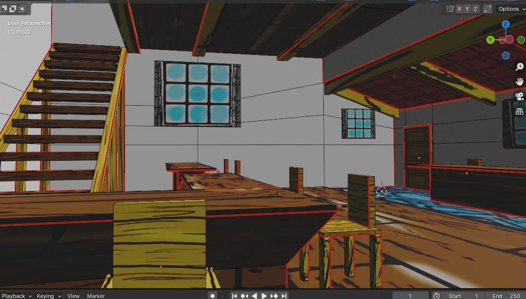 Bar antigo Low-poly 3D model_5