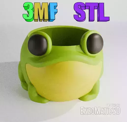 flower pot toad frog planter pencil holder 3D 3MF