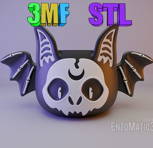 halloween skeleton bat flower pot pencil holder STL 3MF 3D print model