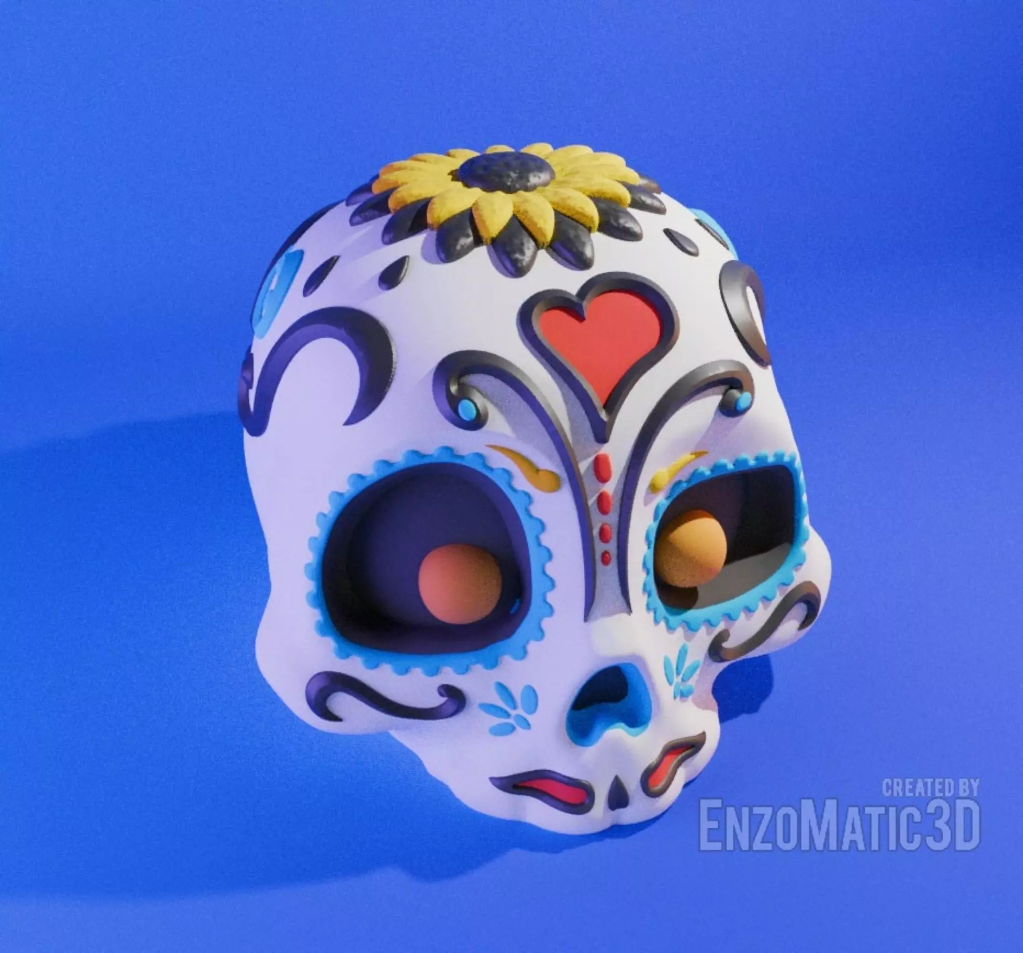 mexican skull sugar skull day of the dead halloween STL 3D print model