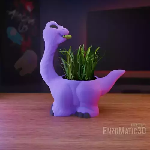 flower pot dinosaur planter pencil holder STL 3D print model