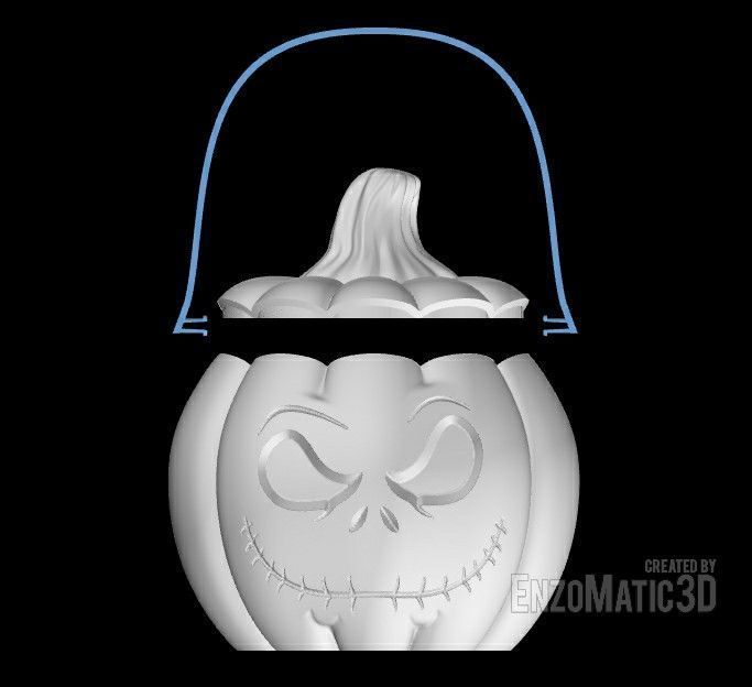Pumpkin jack Candy bucket trick or treat Halloween STL 3MF 3D print model_5