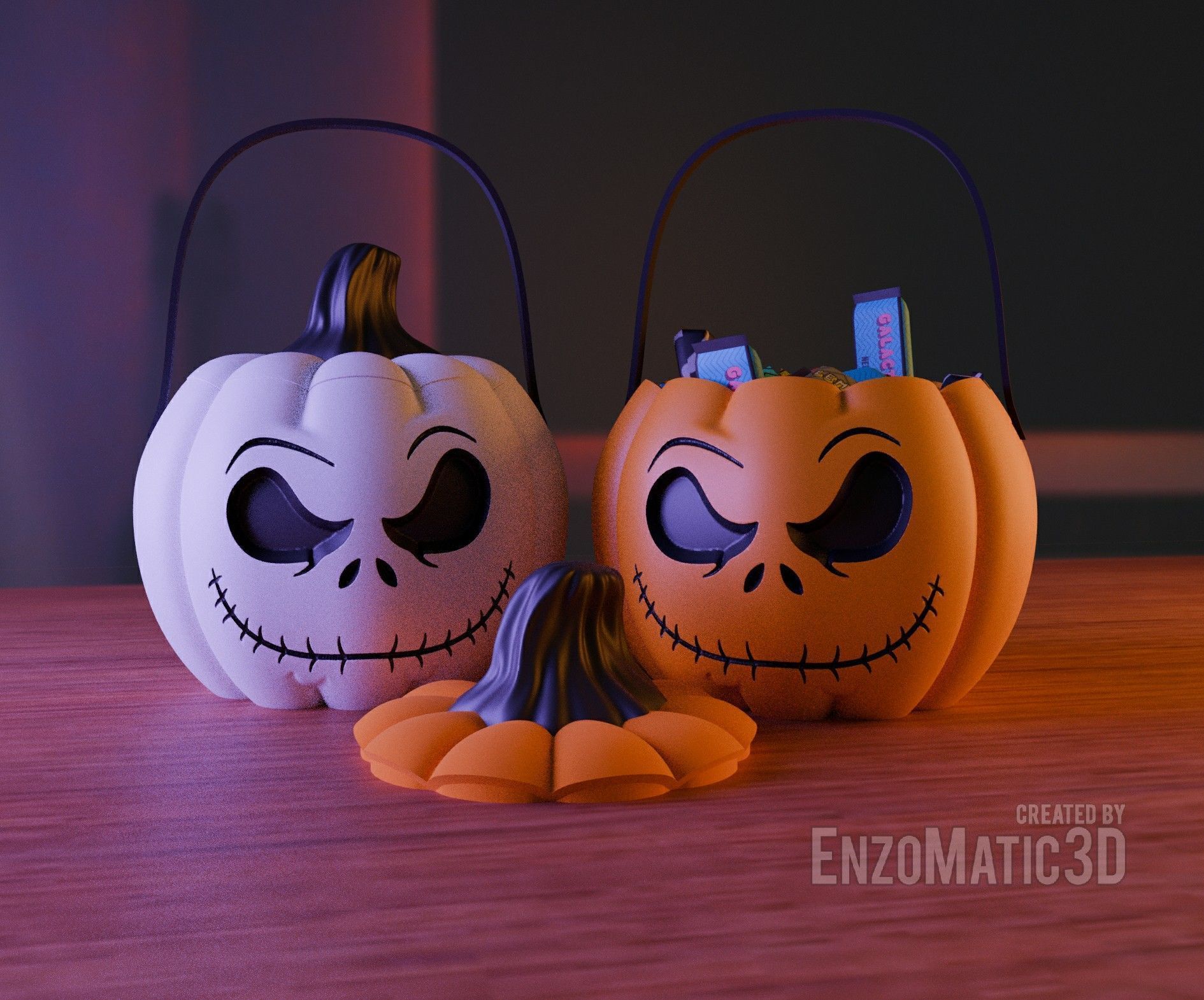 Pumpkin jack Candy bucket trick or treat Halloween STL 3MF 3D print model_1