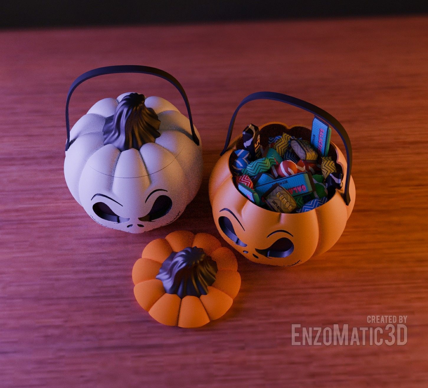 Pumpkin jack Candy bucket trick or treat Halloween STL 3MF 3D print model_3