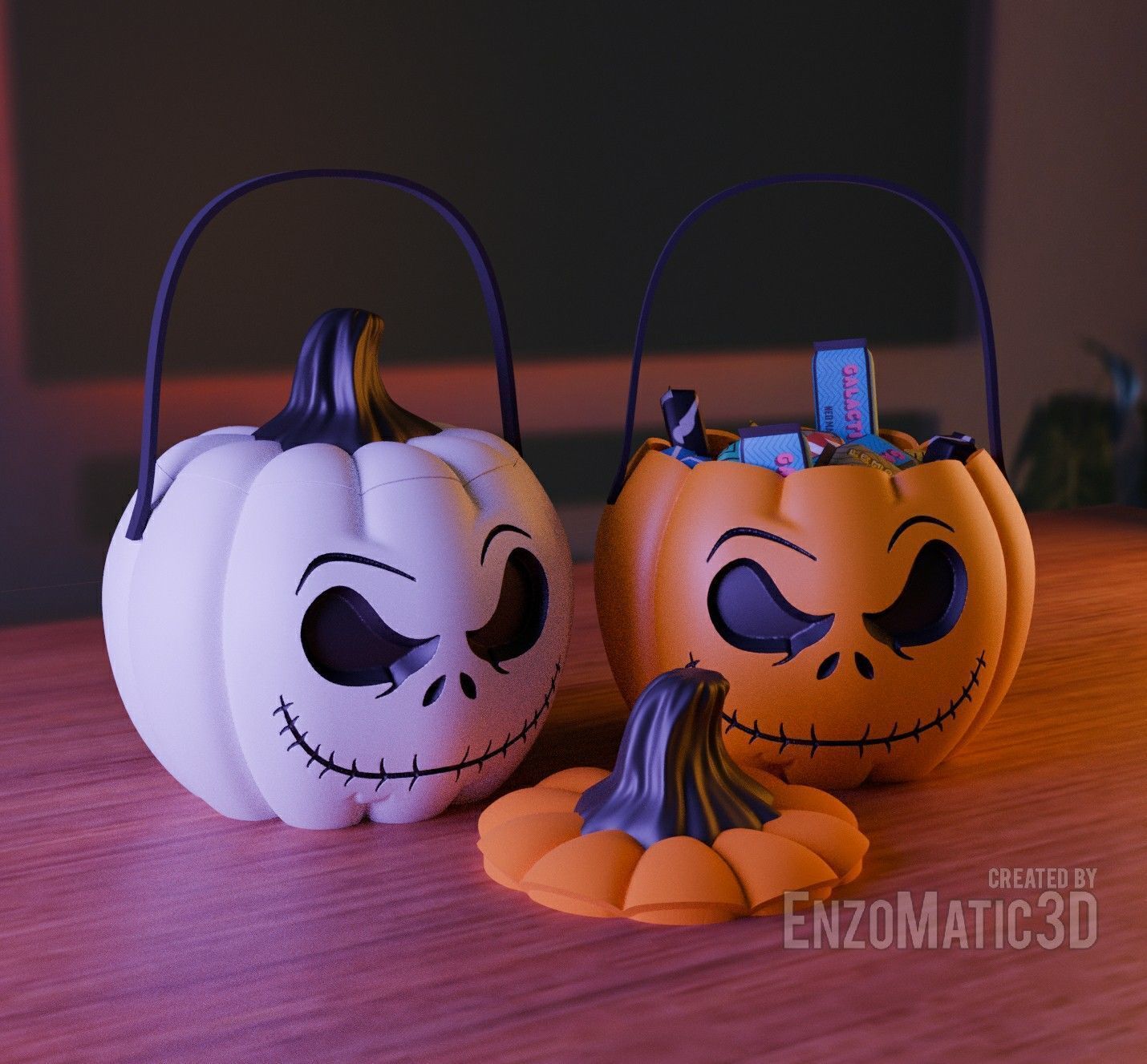 Pumpkin jack Candy bucket trick or treat Halloween STL 3MF 3D print model_2