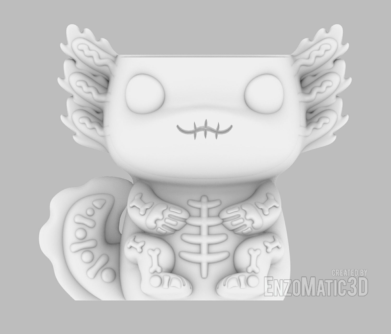 horror halloween flower pot Axolotl pencil holder STL 3MF 3D print model_4