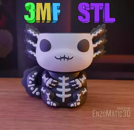 horror halloween flower pot Axolotl pencil holder STL 3MF