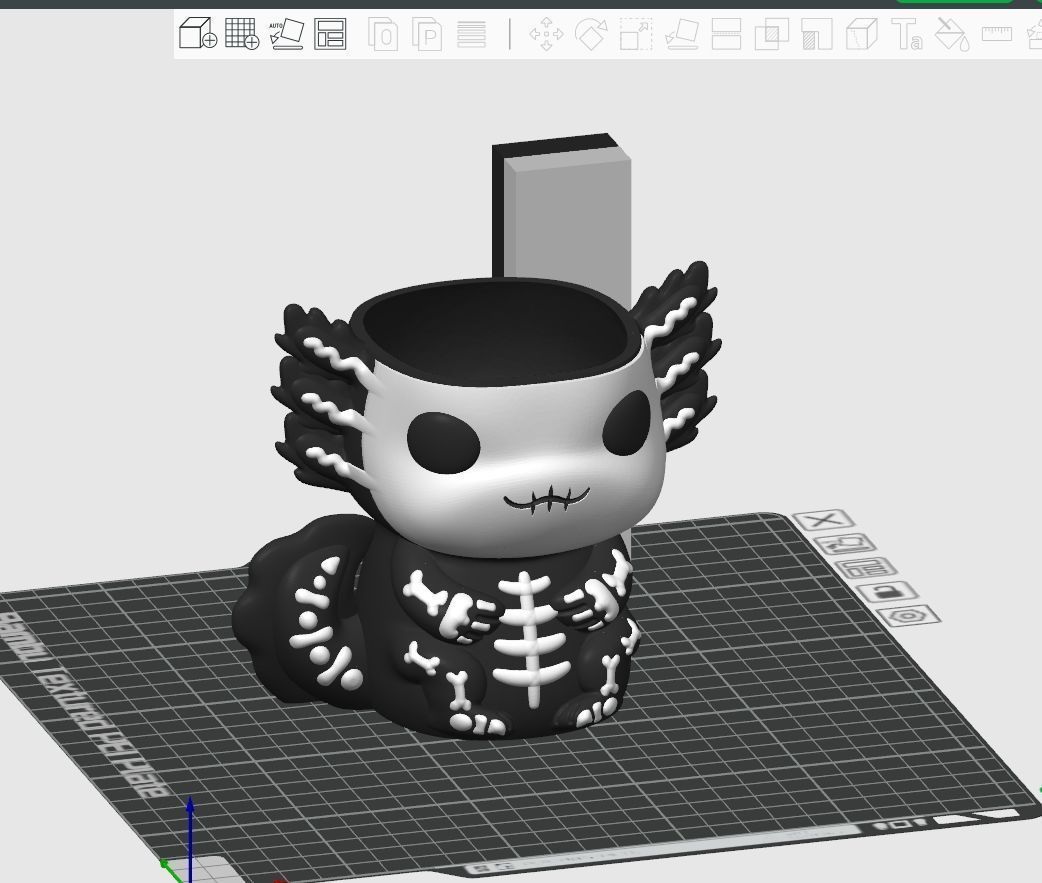 horror halloween flower pot Axolotl pencil holder STL 3MF 3D print model_6