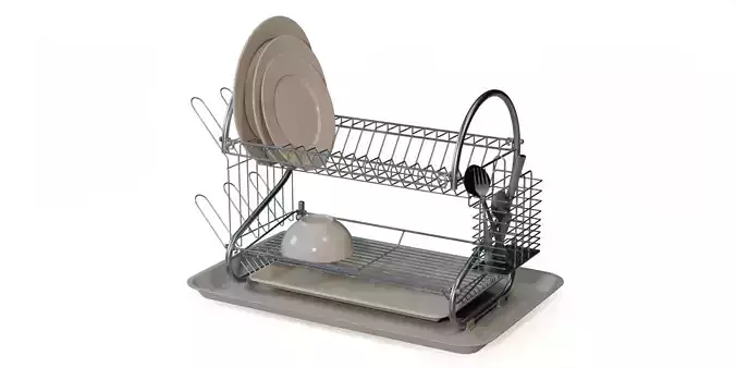 Dish Drainer Plates and Cutlery