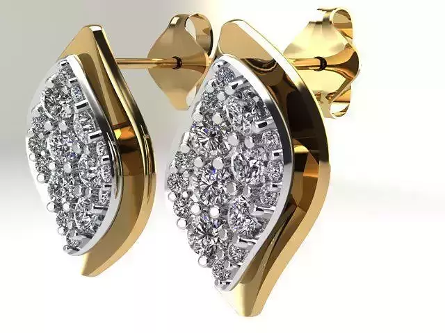 Double Layered Earring Leaf Gold 18K 