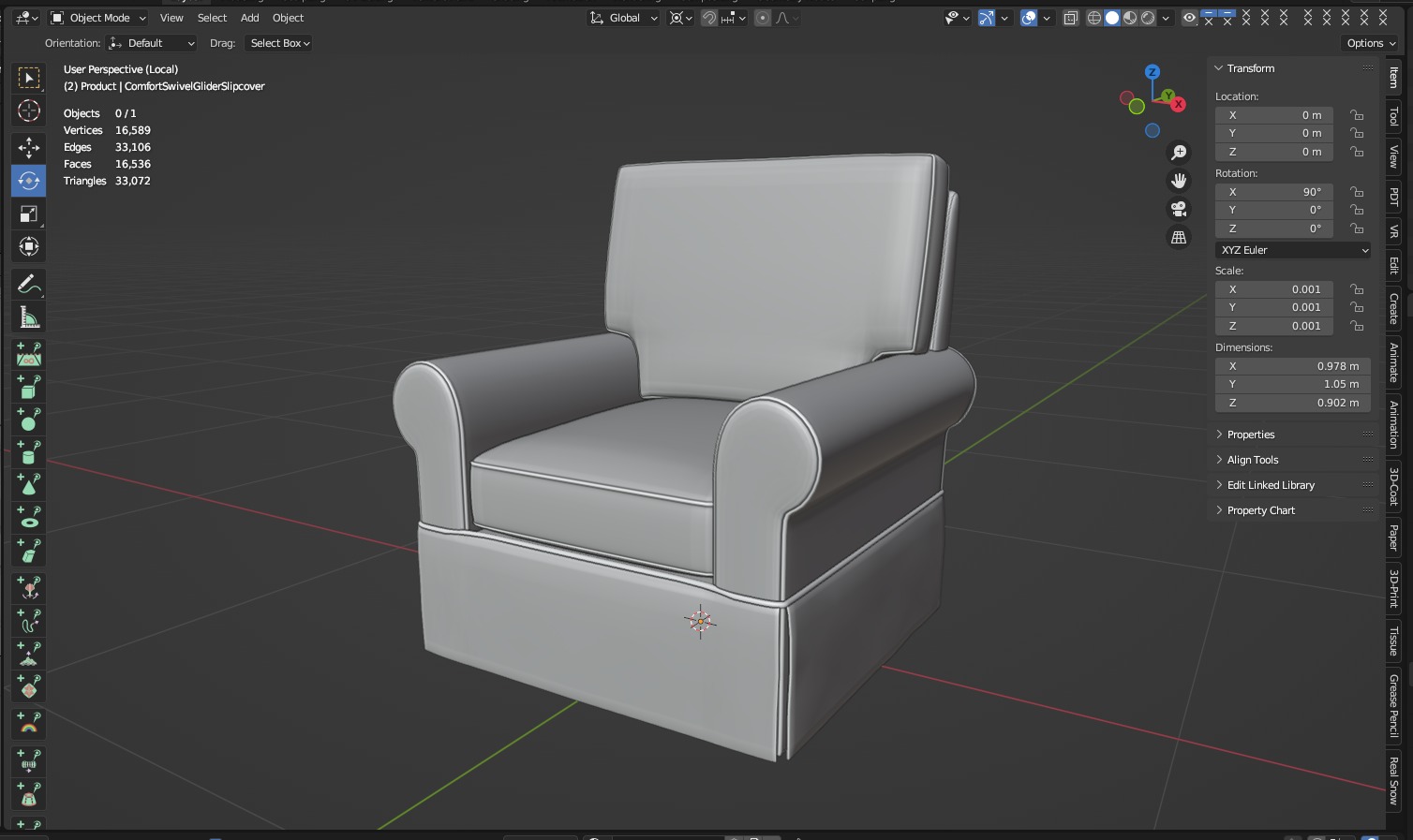 Glider Swivel Glider Upholstery Slipcover 3D model_10