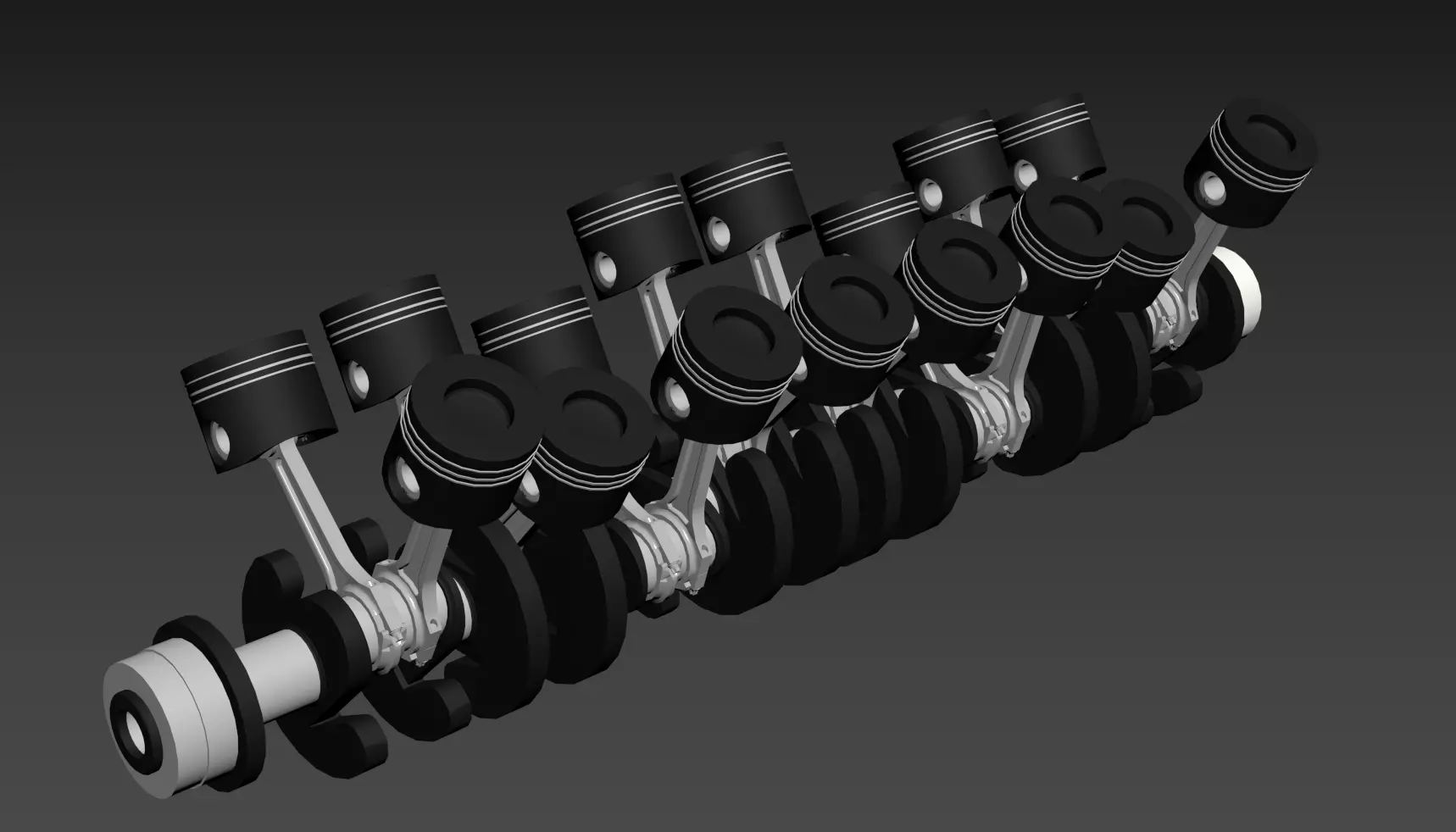 Animated Crankshaft Low-poly 3D model_0