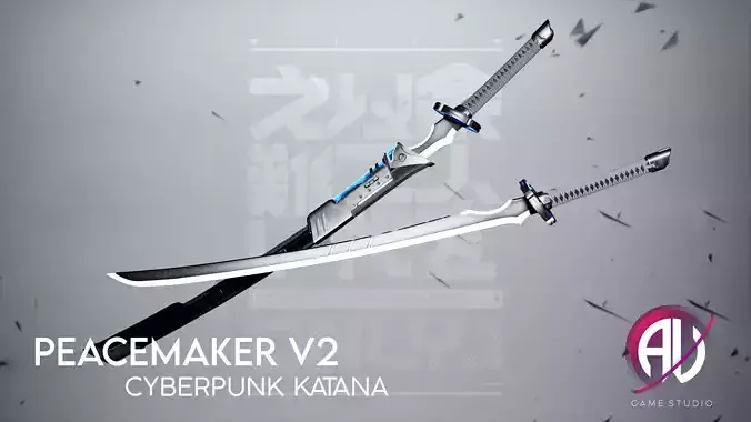 Cyberpunk Katana - Peacemaker V2 Low-poly 3D model