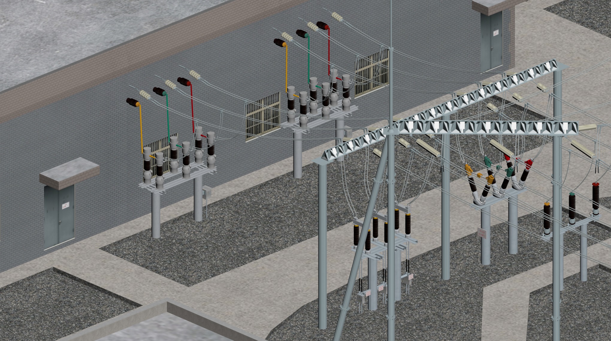 SCI FI Model 220kV Substation- Super Detailed Low-poly 3D model_9