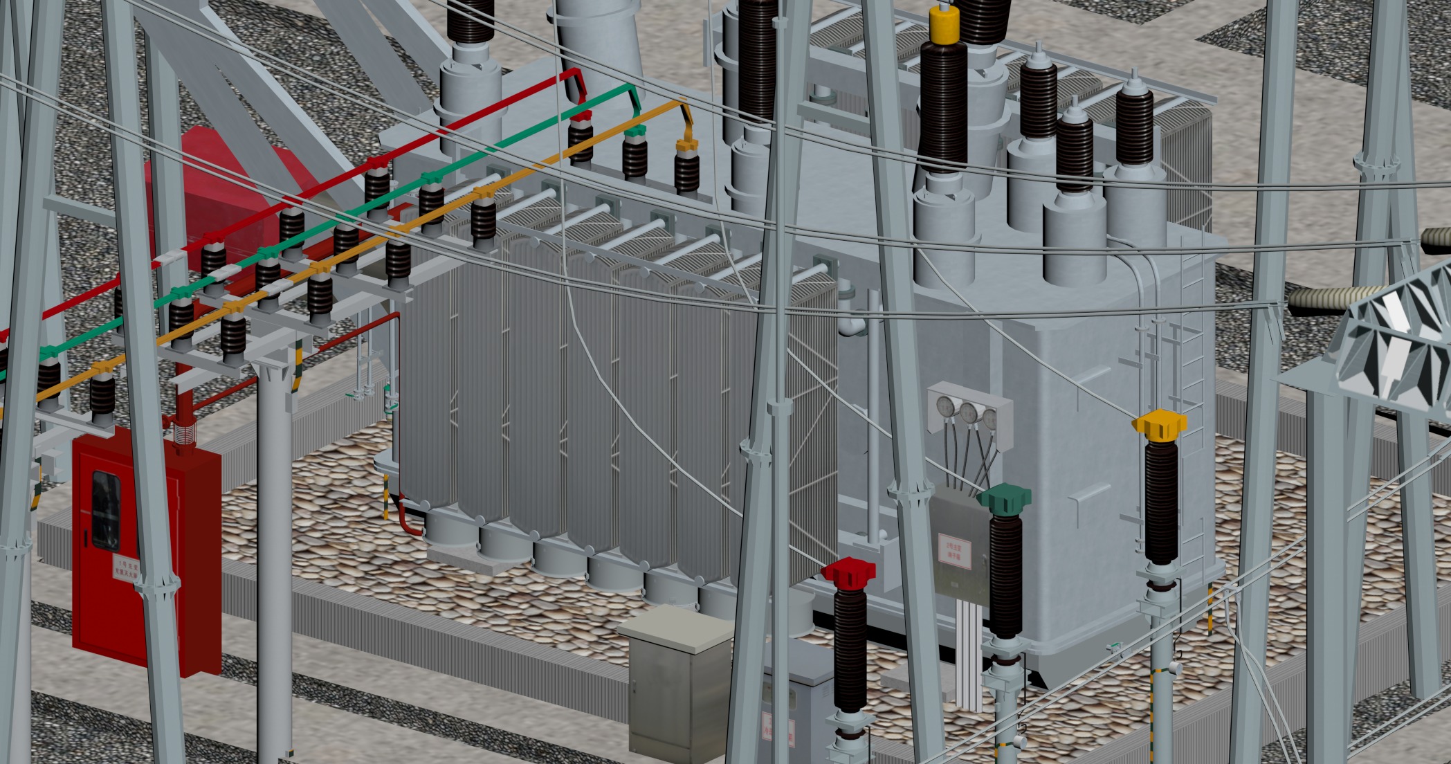 SCI FI Model 220kV Substation- Super Detailed Low-poly 3D model_5