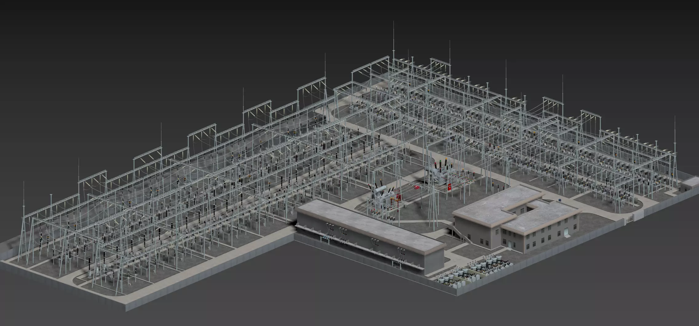 SCI FI Model 220kV Substation- Super Detailed Low-poly 3D model_0