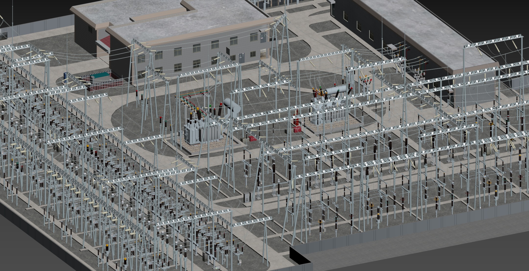 SCI FI Model 220kV Substation- Super Detailed Low-poly 3D model_6