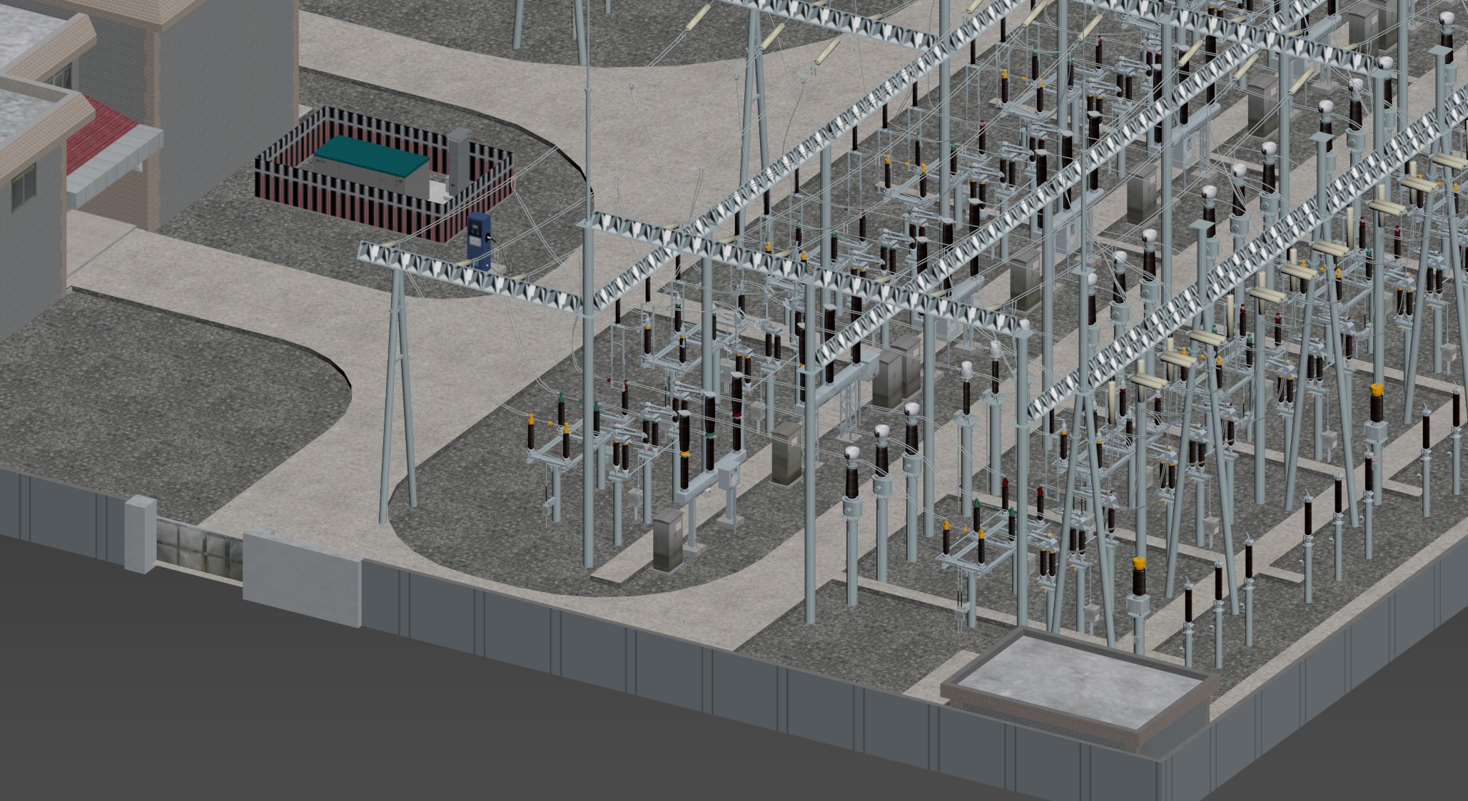 SCI FI Model 220kV Substation- Super Detailed Low-poly 3D model_3