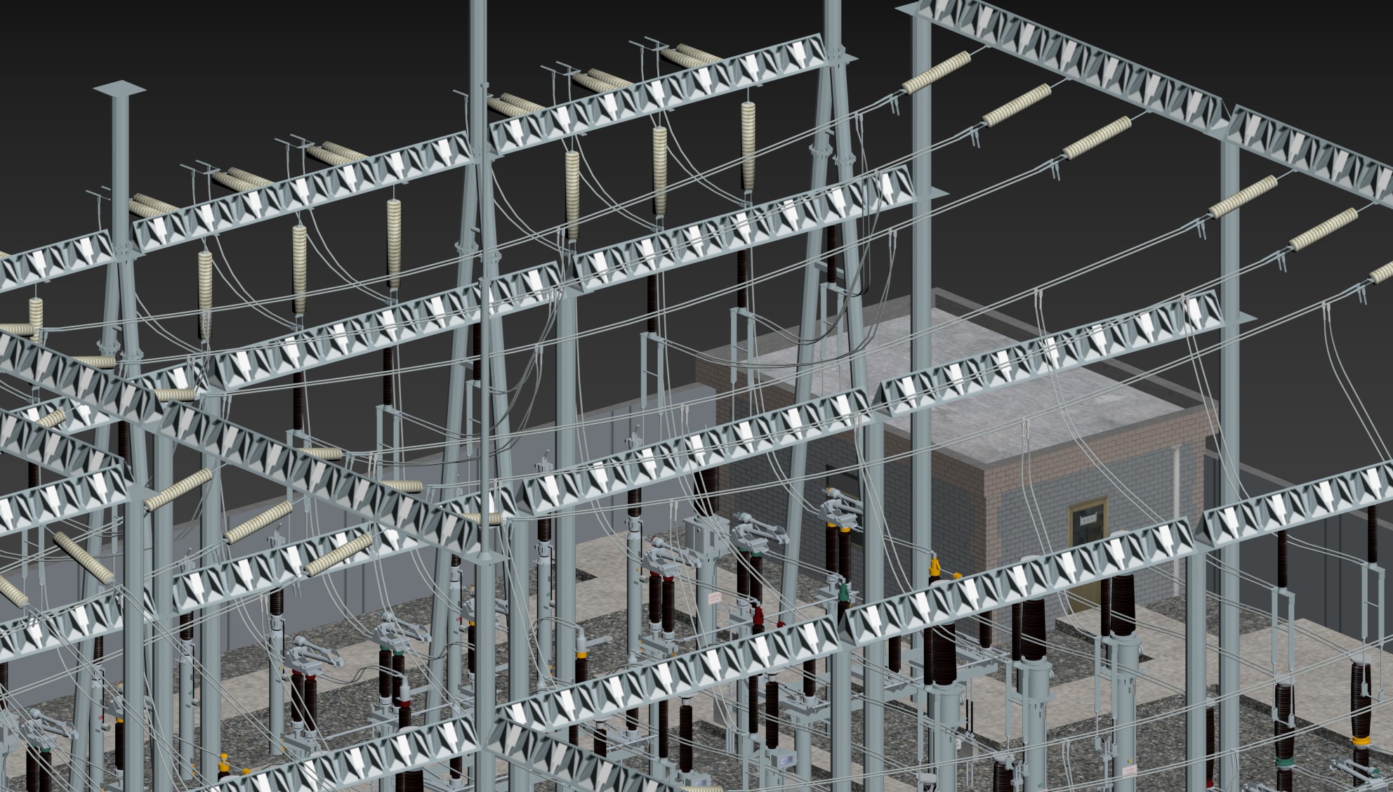 SCI FI Model 220kV Substation- Super Detailed Low-poly 3D model_4