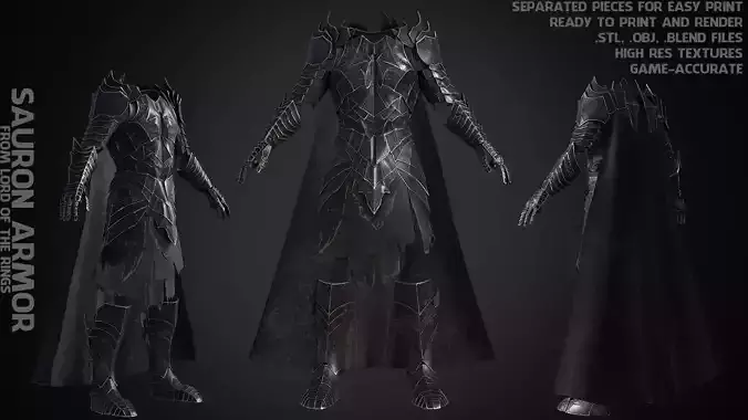LOTR Dark Lord Sauron Armor for Cosplay 3D print model