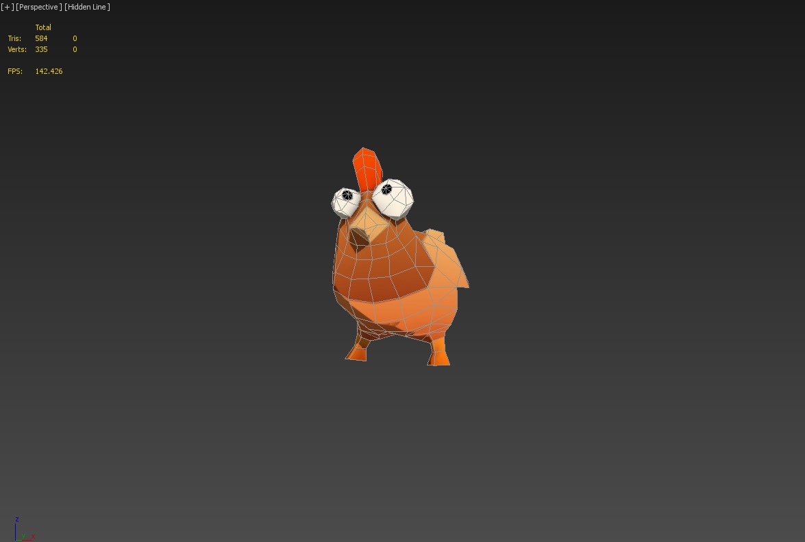   Cartoon chicken with bones Low-poly 3D model_1