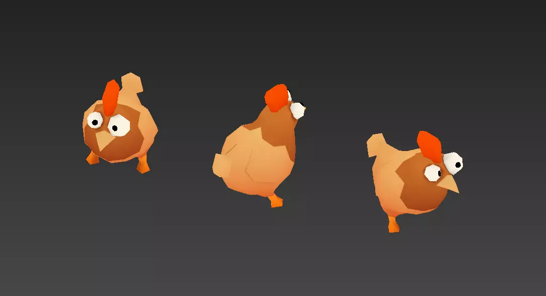   Cartoon chicken with bones Low-poly 3D model_0