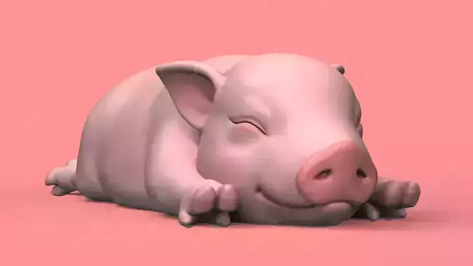 Cute Sleepy Piglet STL for 3D print model