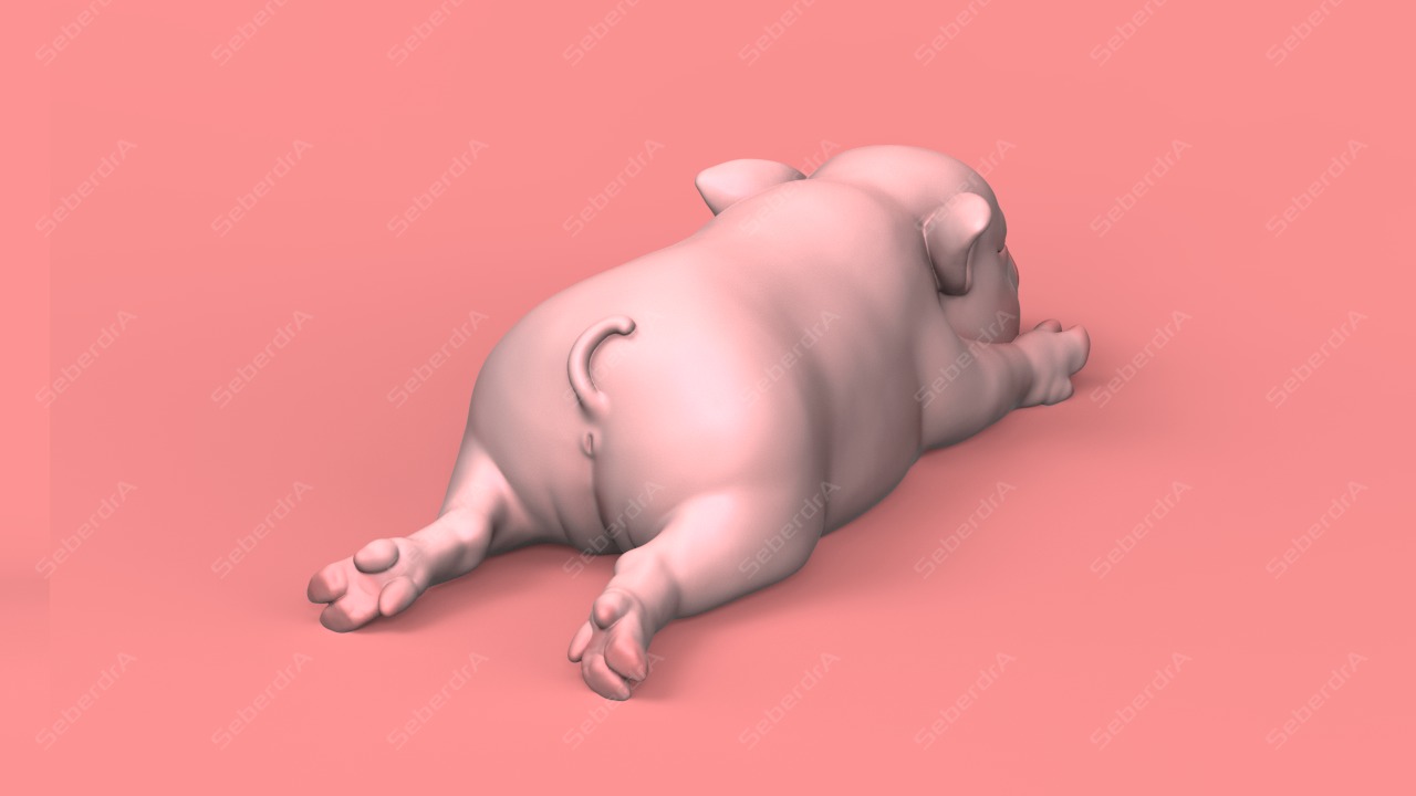 Cute Sleepy Piglet STL for 3D print model_4