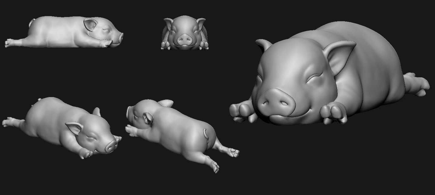 Cute Sleepy Piglet STL for 3D print model_5