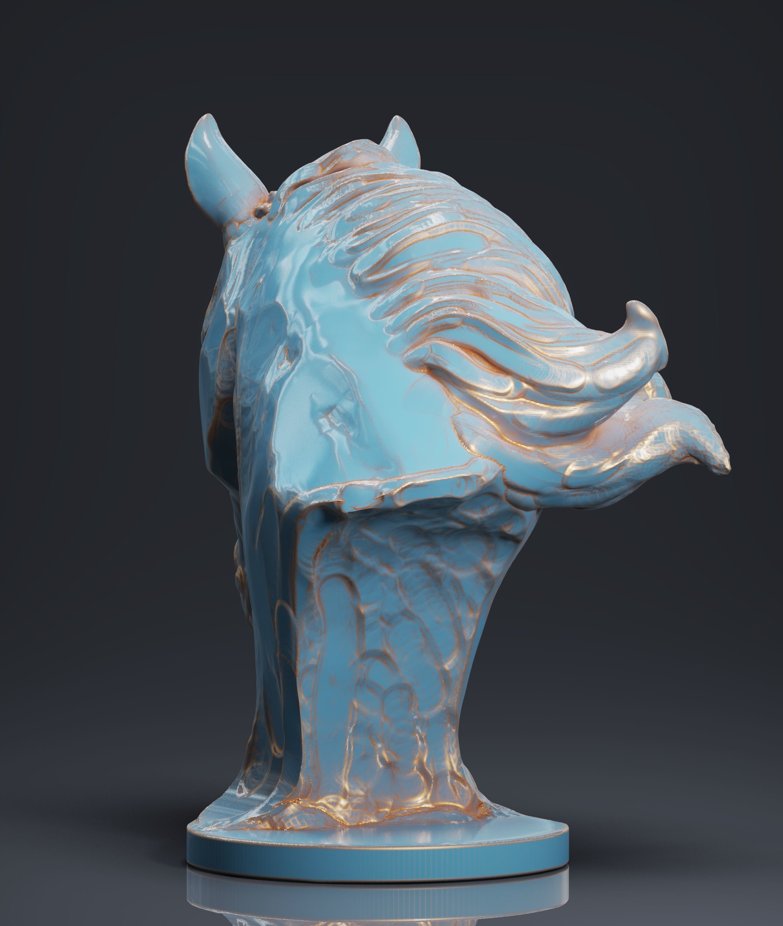 Horse bust sculpture 3D print model_2