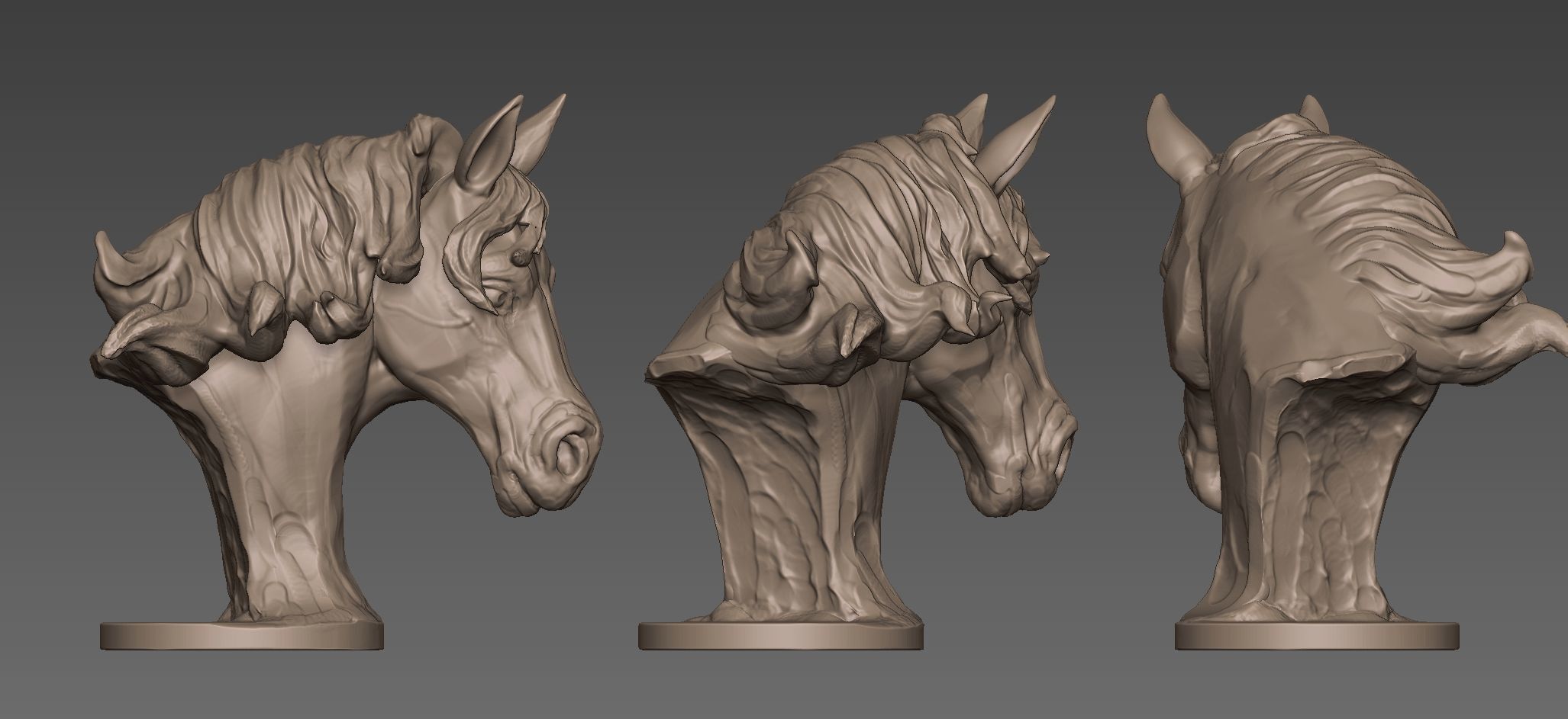 Horse bust sculpture 3D print model_4