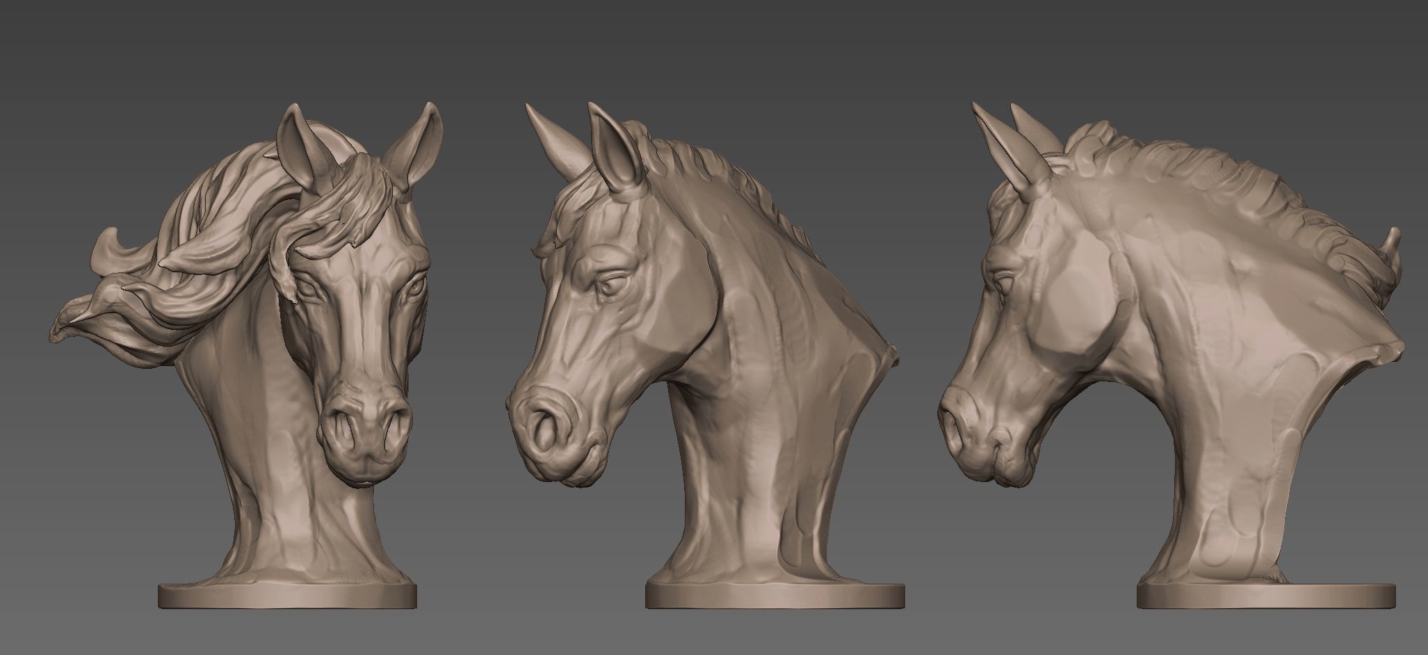 Horse bust sculpture 3D print model_5