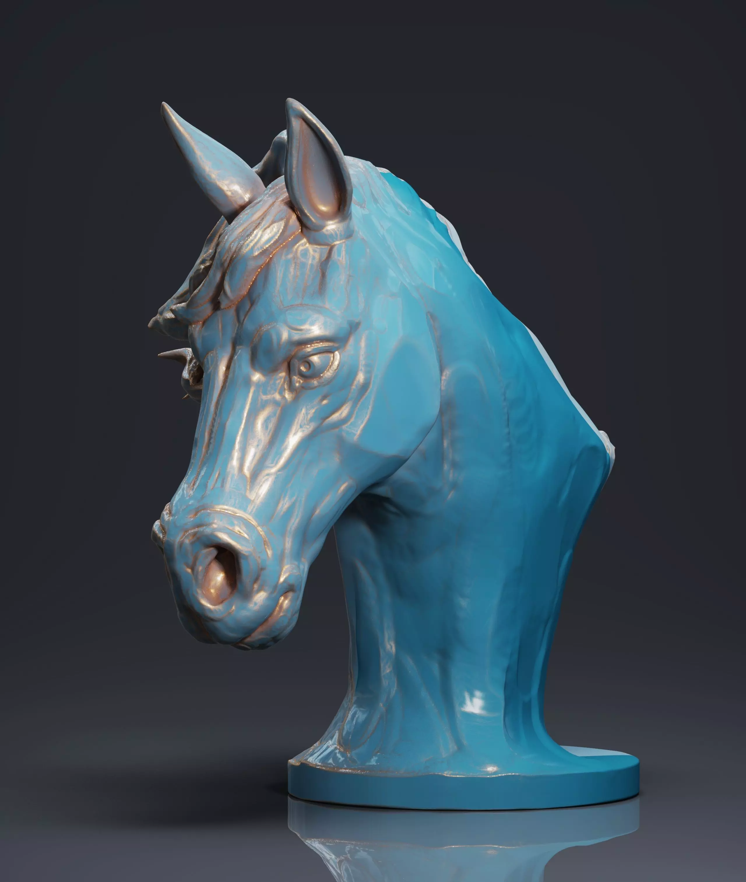 Horse bust sculpture 3D print model_0