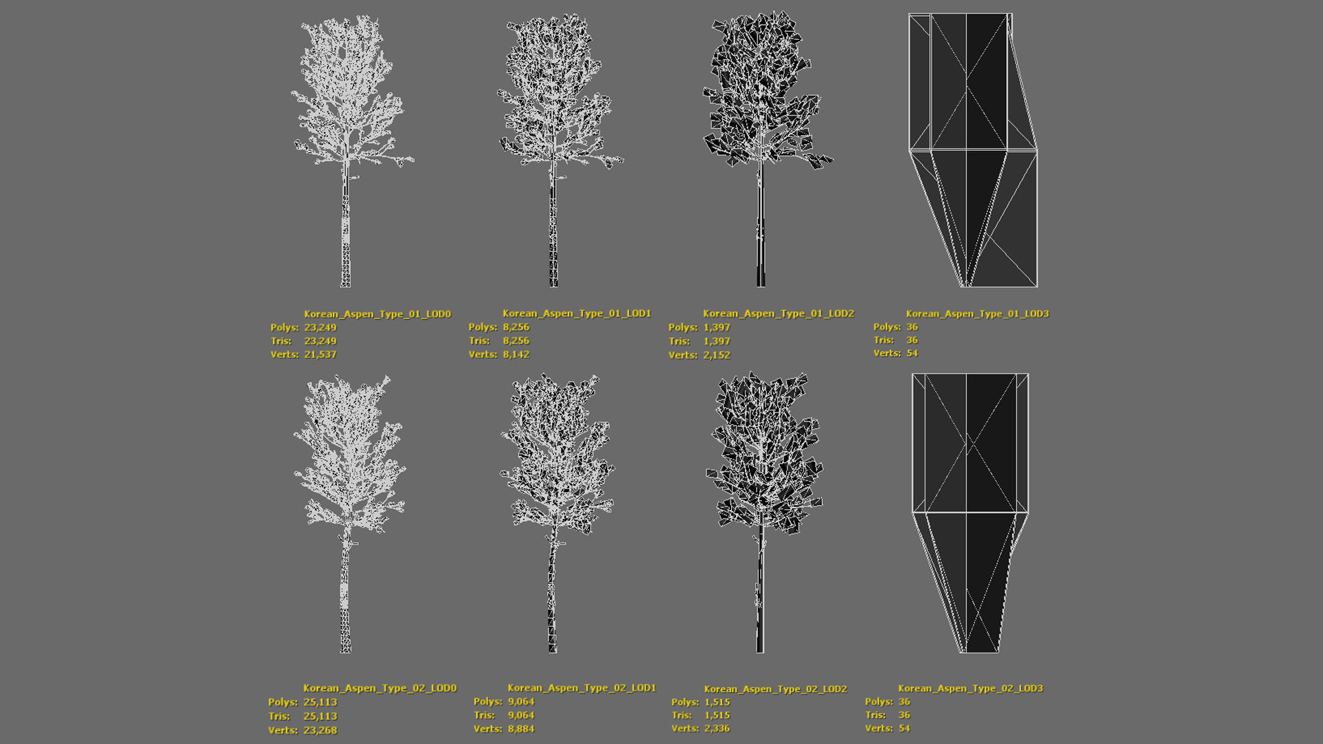 Korean Street Plant - 5 Korean Aspen Conifer Tree Low-poly 3D model_9