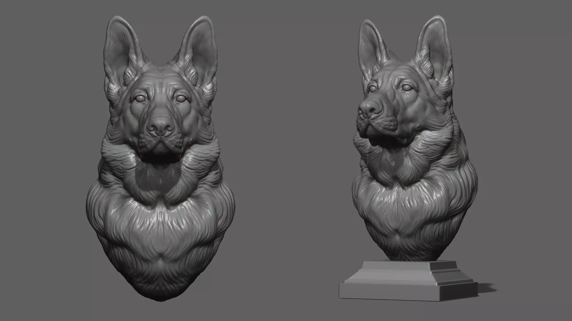 German shepherd bust 3D print model_0