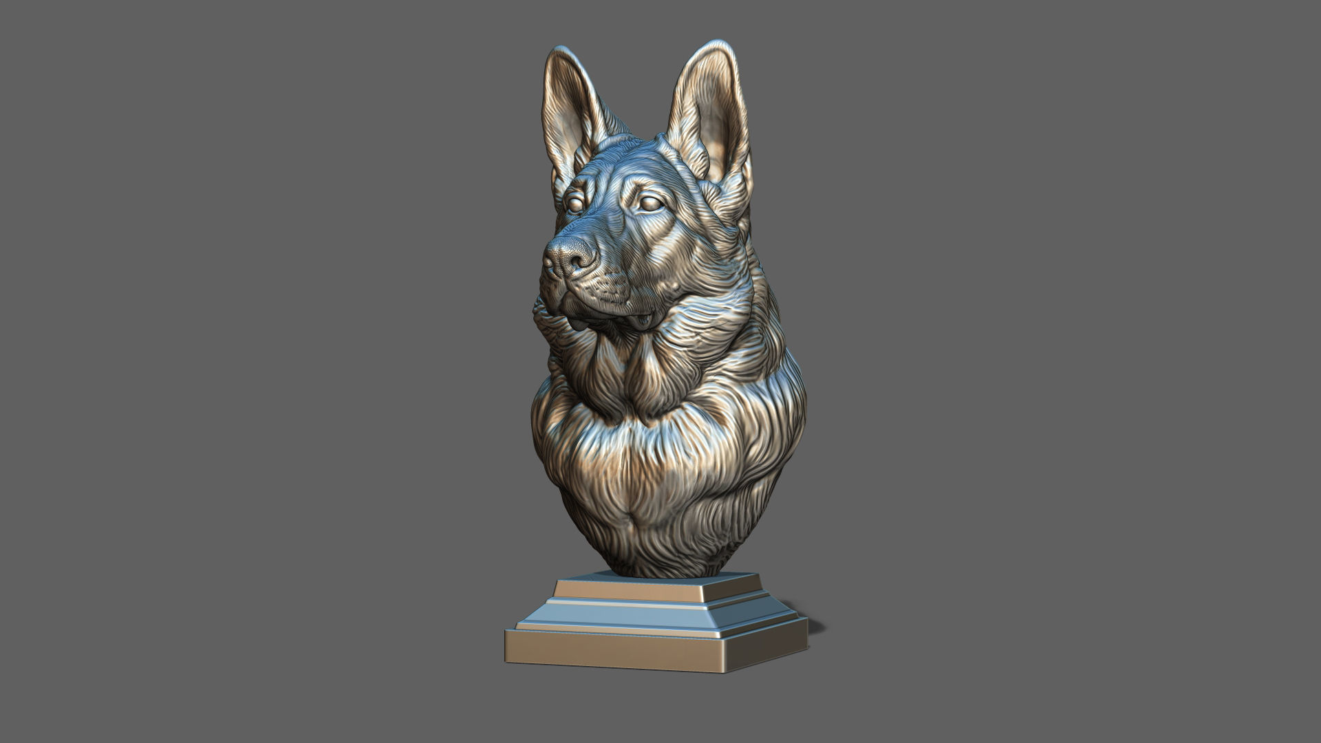 German shepherd bust 3D print model_24
